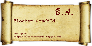 Blocher Acsád névjegykártya